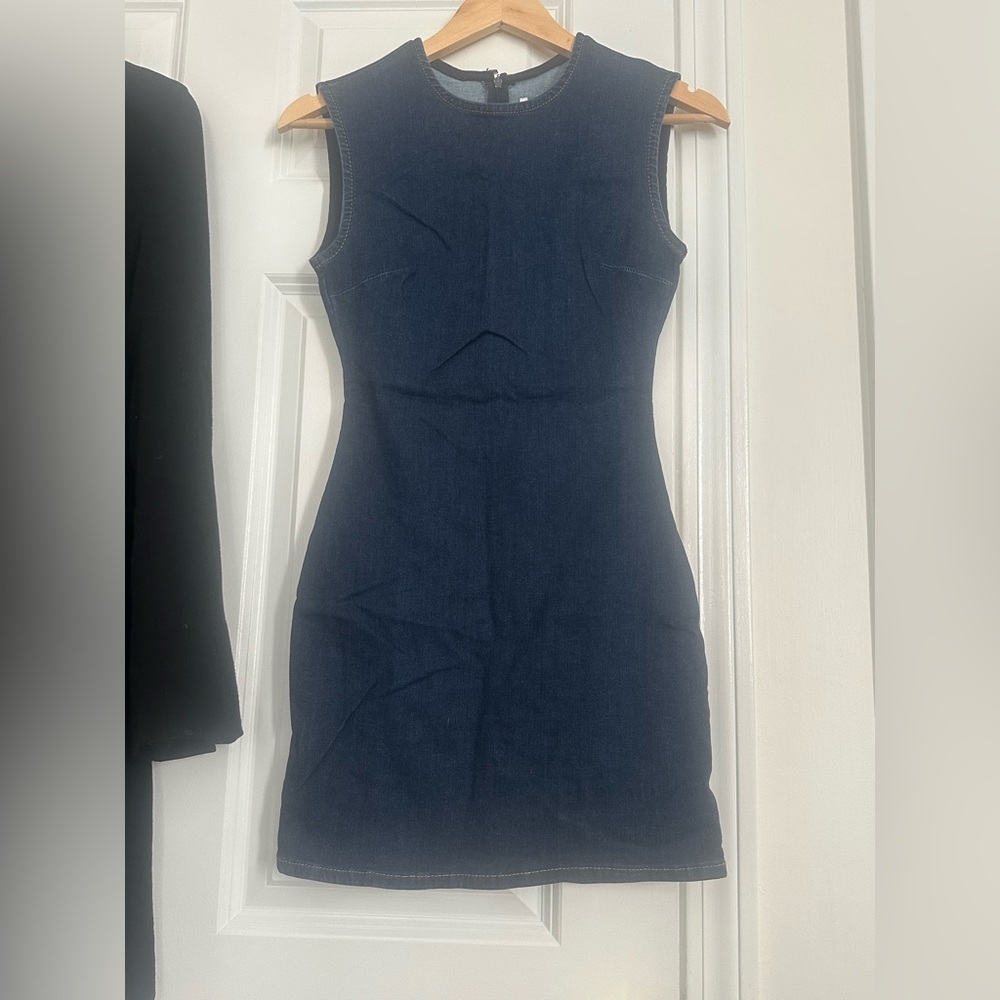 Pull&Bear Dark Wash Denim Sleeveless Bodycon Mini Dress Size S